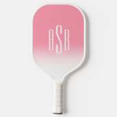 Eenvoudig drieletterig roze wit ombre monogram pickleball paddle (Achterkant)