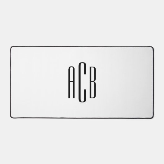 Eenvoudig drieletterig wit en zwart monogram bureaumat (Voorkant)