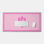 Eenvoudig Drielitterig Roze Monogram Bureaumat (Keyboard & Muis)