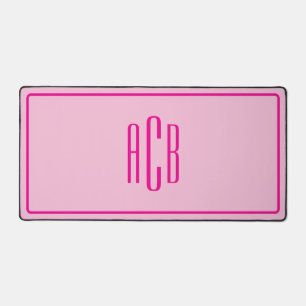 Eenvoudig Drielitterig Roze Monogram Bureaumat
