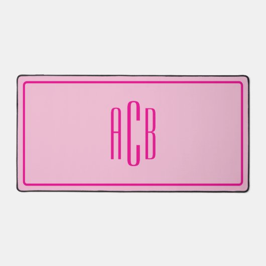 Eenvoudig Drielitterig Roze Monogram Bureaumat (Voorkant)