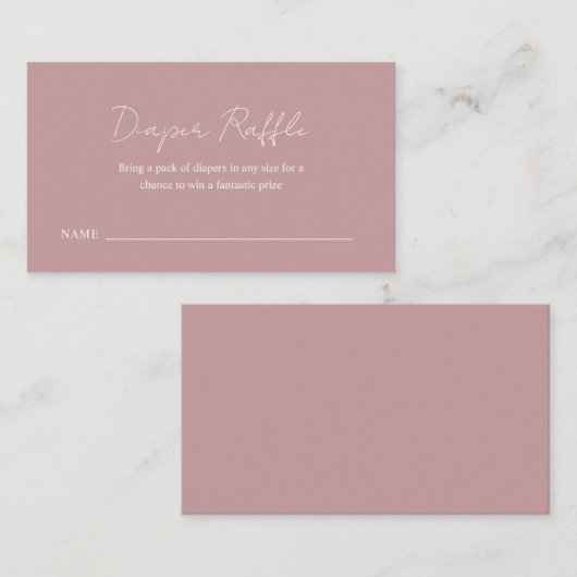 Eenvoudig droog Roos roze Baby shower luieraffle Informatiekaartje (Voorkant / Achterkant)
