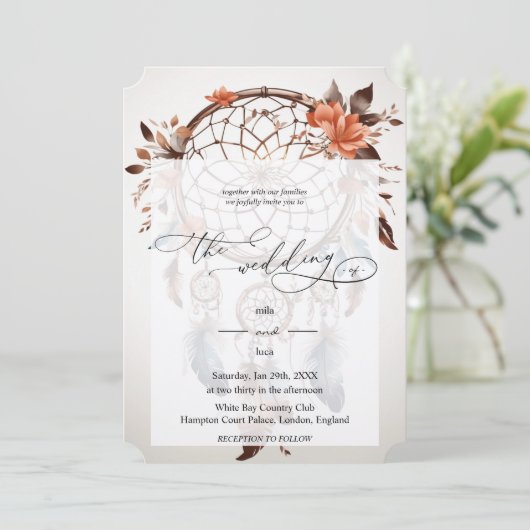 Eenvoudig droomvanger ontwerp op witte achtergrond kaart (Staand voorkant)