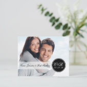 Eenvoudig dubbelmonogram foto-weduwschap kaart (Staand voorkant)