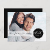 Eenvoudig dubbelmonogram foto-weduwschap kaart (Voorkant / Achterkant)