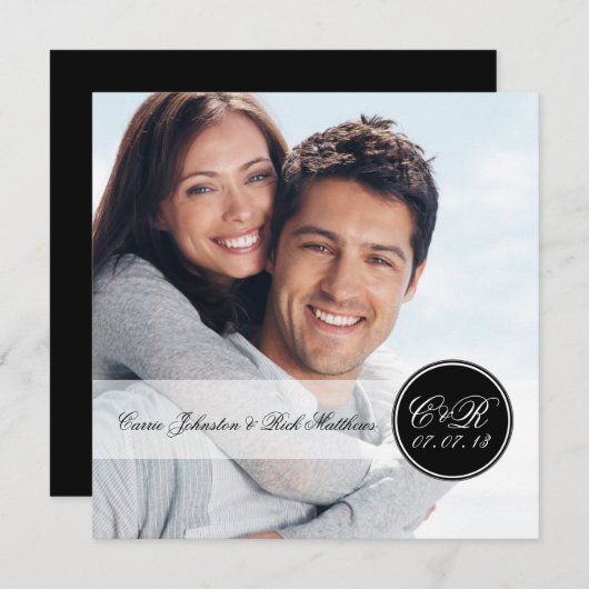 Eenvoudig dubbelzijdig Initiaal-fotoweddenschap Kaart (Voorkant / Achterkant)