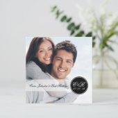 Eenvoudig dubbelzijdig Initiaal-fotoweddenschap Kaart (Staand voorkant)