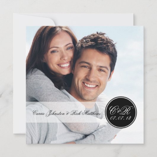 Eenvoudig dubbelzijdig Initiaal-fotoweddenschap Kaart (Voorkant)