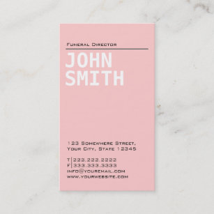 Eenvoudig Duidelijk Roze BegrafenisVisitekaartje Visitekaartje