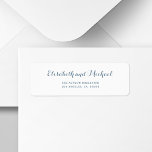 Eenvoudig, dusty blauw, het terugkeeradres van de  etiket<br><div class="desc">Het het adresetiket van de bewerkbare tekstterugkeer met een trendy stoffige blauwe bewerkbare typografie op een duidelijke witte achtergrond. Gemakkelijk om met uw details te personaliseren! U kunt de kleuren en de doopvont van het schrijven veranderen na het selecteren van de CUSTOMIZE optie. Ideal voor elegante bruiloften of een andere...</div>