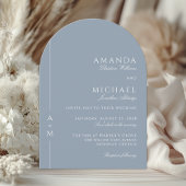 Eenvoudig Dusty Blue Elegant Monogram QR-code Trou Kaart