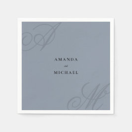 Eenvoudig Dusty Blue Elegant Monogram Weddenschap Servet