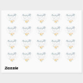 Eenvoudig Dusty Blue en Peach Floral Wedding Favor Hart Sticker (Vel)