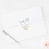Eenvoudig Dusty Blue en Peach Floral Wedding Favor Hart Sticker (Envelop)
