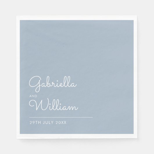 Eenvoudig Dusty Blue en White Script Servet (Voorkant)