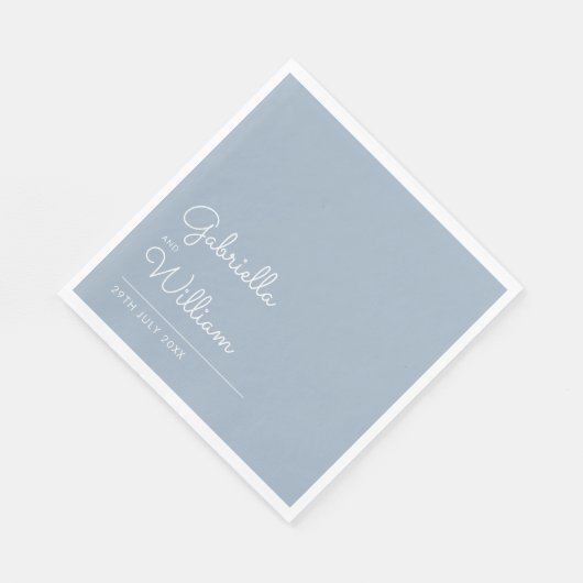 Eenvoudig Dusty Blue en White Script Servet (Hoek)