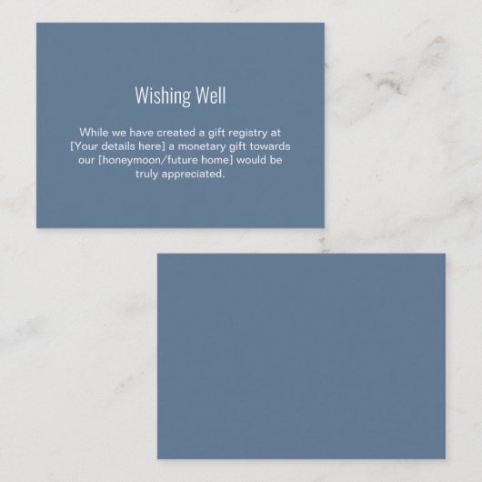 Eenvoudig Dusty Blue en White Wedding Wishing Good Informatiekaartje (Voorkant / Achterkant)