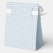 Eenvoudig Dusty Blue Gingham Boys Baby shower Bedankdoosjes (Achterkant)