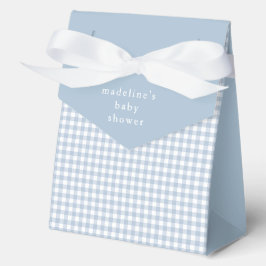 Eenvoudig Dusty Blue Gingham Boys Baby shower Bedankdoosjes