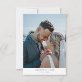 Eenvoudig Dusty Blue met foto-bruiloft Bedankkaart (Voorkant)