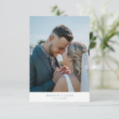 Eenvoudig Dusty Blue met foto-bruiloft Bedankkaart (Staand voorkant)