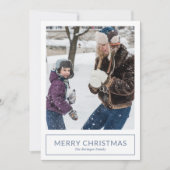 Eenvoudig Dusty Blue-minimalistische fotokerst Feestdagenkaart (Voorkant)