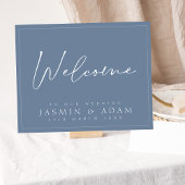Eenvoudig Dusty Blue Script Wedding Welkomstbord Poster