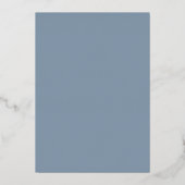 Eenvoudig Dusty Blue Silver Script Botanical Weddi Folie Uitnodiging (Achterkant)