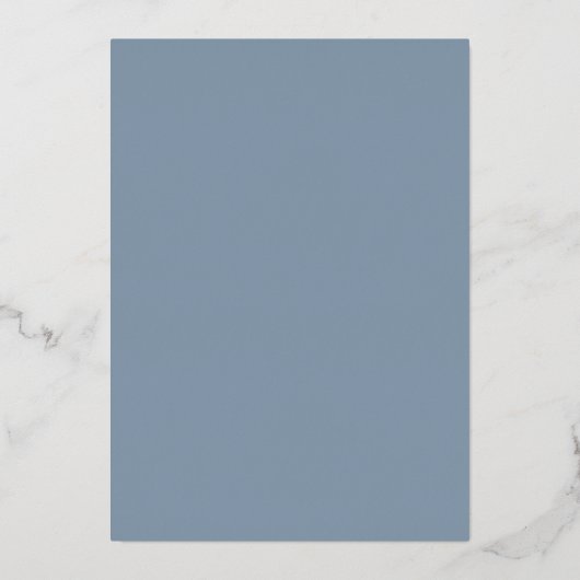 Eenvoudig Dusty Blue Silver Script Botanical Weddi Folie Uitnodiging (Achterkant)