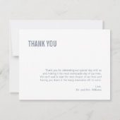 Eenvoudig Dusty Blue Typography Wedding Bedankkaart (Achterkant)