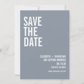 Eenvoudig Dusty Blue Typography Wedding Save The Date (Voorkant)
