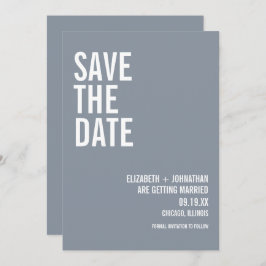 Eenvoudig Dusty Blue Typography Wedding Save The Date