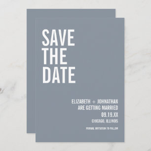 Eenvoudig Dusty Blue Typography Wedding Save The Date