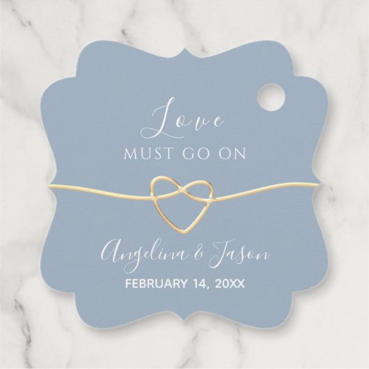 Eenvoudig Dusty Blue Wedding Bedankjes Labels (Achterkant)