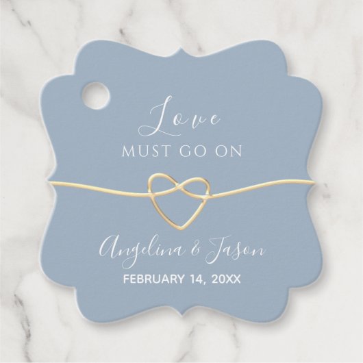 Eenvoudig Dusty Blue Wedding Bedankjes Labels (Voorkant)