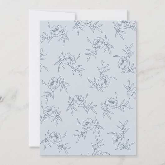 Eenvoudig Dusty Blue Wedding Kaart (Achterkant)