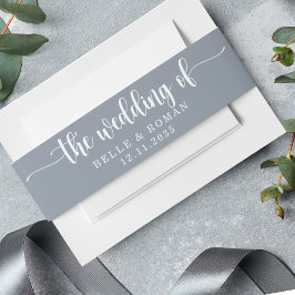 Eenvoudig Dusty Blue Wedding of Invitation Uitnodigingen Wikkel