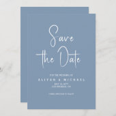 Eenvoudig Dusty Blue Wedding | QR-code behalve dat Kaart (Voorkant / Achterkant)
