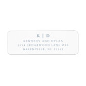 Eenvoudig Dusty Blue Wedding Retouradres Etiket (Voorkant)