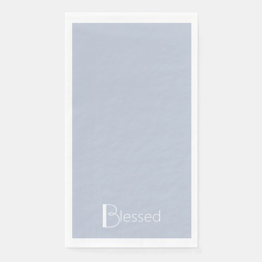 Eenvoudig Dusty Blue & White "Blessed" Servet (Voorkant)