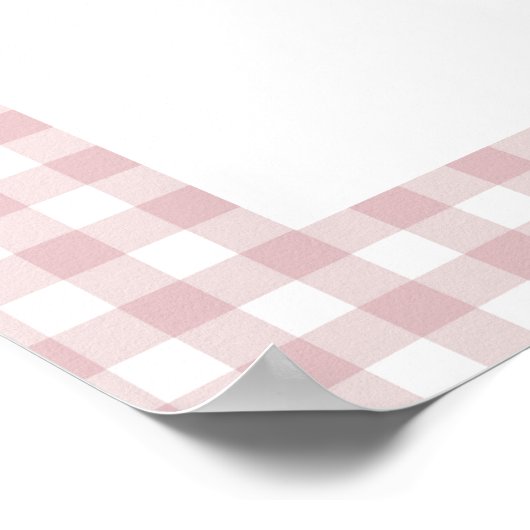 Eenvoudig Dusty Pink Gingham Girl Baby shower Welk Poster (Hoek)