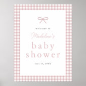 Eenvoudig Dusty Pink Gingham Girl Baby shower Welk Poster (Voorkant)