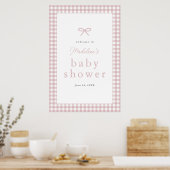 Eenvoudig Dusty Pink Gingham Girl Baby shower Welk Poster (Keuken)