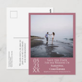Eenvoudig Dusty Roos Weddenschap Save the Date Pho Briefkaart (Voorkant / Achterkant)