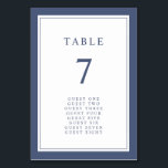 Eenvoudig e-legant bruiloft-tabelnummer kaart<br><div class="desc">Eenvoudig Elegant Wedding Table Number. Dit elegante en minimalistische lijstaantal van de grensbruiloft kenmerkt een klastige blauw dubbele grens van de marine met marineschoolblauwe tekst & manuscript. (Dit maakt deel uit van het groene en marineblauwe botanische collectie van Sage dat kan worden bekeken door op de bovenstaande link te klikken.)...</div>