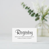 Eenvoudig e-legant Rustic Script Wedding Registry Informatiekaartje (Staand voorkant)