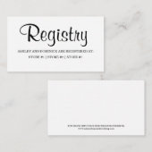 Eenvoudig e-legant Rustic Script Wedding Registry Informatiekaartje (Voorkant / Achterkant)