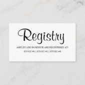 Eenvoudig e-legant Rustic Script Wedding Registry Informatiekaartje (Voorkant)