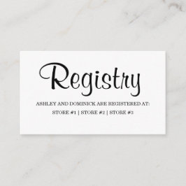 Eenvoudig e-legant Rustic Script Wedding Registry Informatiekaartje