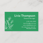 Eenvoudig Eco vriendelijk Levendig Groen Wit Bloem Visitekaartje (Achterkant)